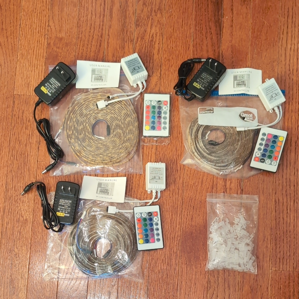 3 200" LED Light Strip with Remotes, Control Box's, Power Brick's + Manuals